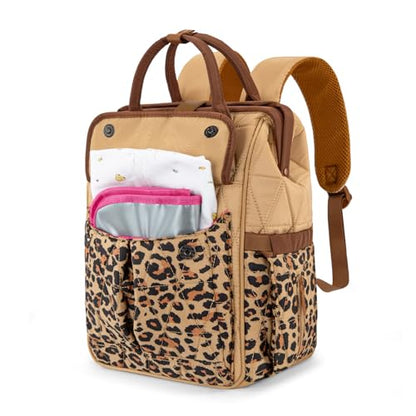 Montana West Wrangler Aztec Diaper Bag Backpack Western Backpacks for Moms Baby Essentials Bag with Twist-Lock Closure, Insulated Pockets, Portable Changing Pad, Stroller Straps, Pacifier Case - color: Leopard Print