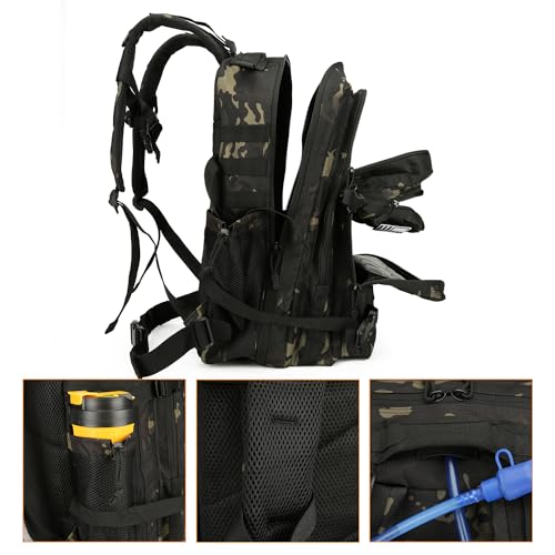 Lovelinks21 25L Tactical Backpack for Men and Women Military Backpack Small Assault Pack Molle Backpack Bug Out Bag Travel Rucksack Daypack (Black Camo) - color: Black Camo