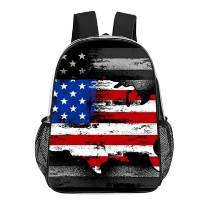 Rucksacks Polyester Anti-Theft Multipurpose American Flag Patriotic Usa Map Pattern Carry On Bag Large Capacity Gym Outdoor Hiking Backpack With Smooth Zippers - color: Pattern 201
