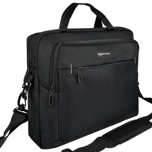 Amazon Basics Laptop Carrying Case with Shoulder Strap and Handle, Large Capacity, Black, 15.6 in (Pack of 6) - size: 15.6 Inch (Pack of 6), style: 1-pack