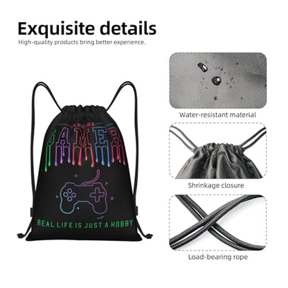 Gianlaima Game Over Controller Graphics Drawstring Bags Backpack Sport Gym Sack Yoga Dance Travel Bag For Men Women - color: Black11