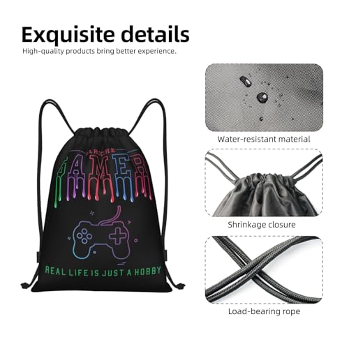 Gianlaima Game Over Controller Graphics Drawstring Bags Backpack Sport Gym Sack Yoga Dance Travel Bag For Men Women - color: Black11