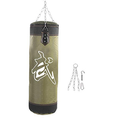 Bnineteenteam Heavy Punching Bag,Training Boxing Bag with Chain for Adults Men Women(Empty) - color: Green, size: 60 cm