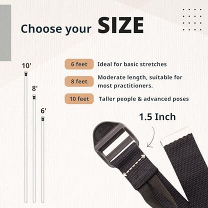 Everyday Yoga Super Strong Strap, Quiet Cinch Buckle, Stretching & Physical Therapy Fitness, Improve Flexibility - size: 10 Foot