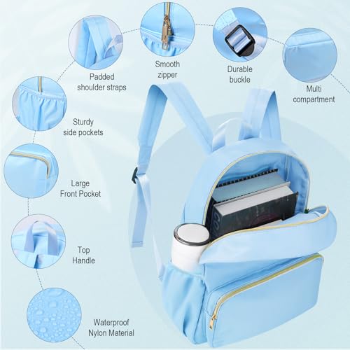 1 Piece Nylon Backpack Kids School Backpack for Toddler Girls Boys Plain Waterproof Preppy Bookbags Travel for Student (Blue) - color: Blue