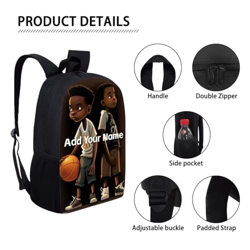 Afro Backpack for Boys 8-12/10-12 Bookbag Boys Kindergarten School Bag Girls African Kids Black Book Bag with Side Pocket Personalized Student Schoolbag - color: African Black Girl-13