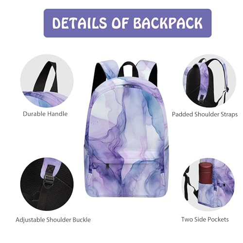 Marble 3PCS Backpack for Boys Girls, Kids Back to School Backpack Set with Lunch Box Pencil Case, 17 Inch Lightweight Bookpack 3 in 1 Set for Teens Elementary Middle High School Students - color: Marble-2