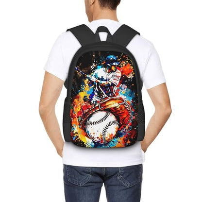 Baseball Players Lovers Backpack Laptop Travel Bag Adjustable Backpack Print Daypack for Men Women 16.5 In - color: Style 8