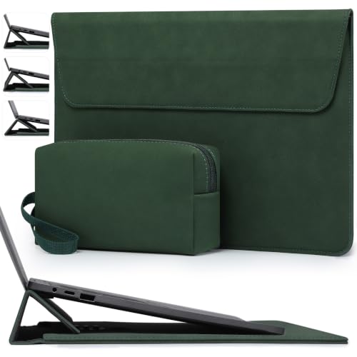 HYZUO 13 Inch Laptop Sleeve Case Bag with Adjustable Stand for MacBook Air 13 M5 A3449 M4 M3 M2 M1 2026-2018, 13" MacBook Neo 2026, MacBook Pro 13 M2 M1 2026-2016, Surface Pro, XPS 13, Midnight Green - color: Midnight Green, size: 13 Inch