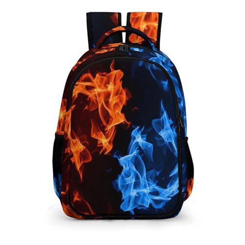 Water Resistant College Bookbag Red Blue Fire Balck, Sturdy Laptop Backpack with Water Bottle Pockets for Men Women Travel Work - color: Pattern (329)