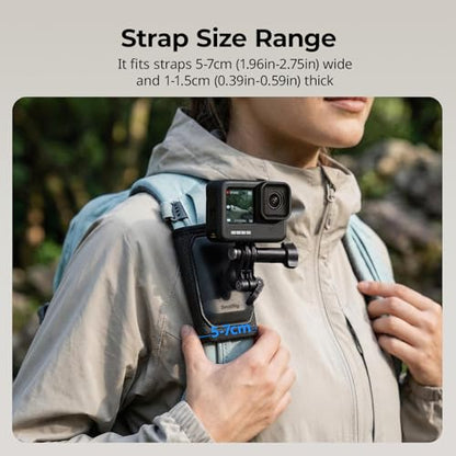 SMALLRIG Backpack Strap Mount for GoPro Hero 13/12/11, for DJI Osmo Nano Action 6/5 Pro/4/Pocket 3, for Insta360 X5/4/3/Ace Pro 2, Hook and Loop Fastener Clip Mount with Ball Head Adapter Base -5721 - style: Backpack Strap