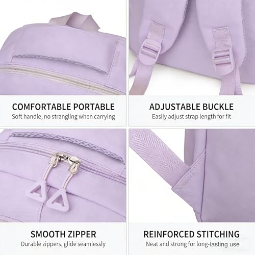 Eagerrich School Cute Aesthetic Backpack Girls Backpack for Students Kids Teen Girls Large Capacity Bookbags College Backpacks Laptop Lightweight Bookbag Casual Travel Daypacks School Bag（Purple） - color: Purple