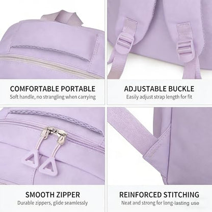Eagerrich School Cute Aesthetic Backpack Girls Backpack for Students Kids Teen Girls Large Capacity Bookbags College Backpacks Laptop Lightweight Bookbag Casual Travel Daypacks School Bag（Purple） - color: Purple