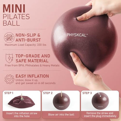 PhysKcal Pilates Kit, 15-Inch Pilates Ring with 1x Core Ball, 3X Resistant Loops and 2X Flex Bands, Home Pilates Equipment Set and Mat Pilates Essential Kit - color: Plum