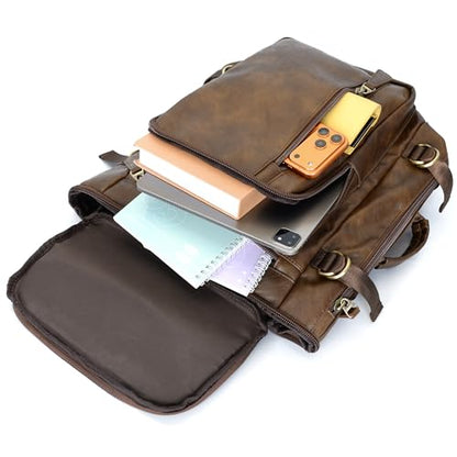 GOWIN Vegan Leather Backpack fit 16 Inch Laptop ‌Convertible Travel Backpack for Men, TSA Approved (Brown) - color: Brown