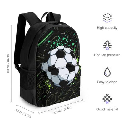 Football Backpack, Durable Polyester Daypack with Laptop Compartment, Reinforced Bottom, Adjustable Shoulder Straps And Multi Pockets for Travel And Daily Use - color: Football