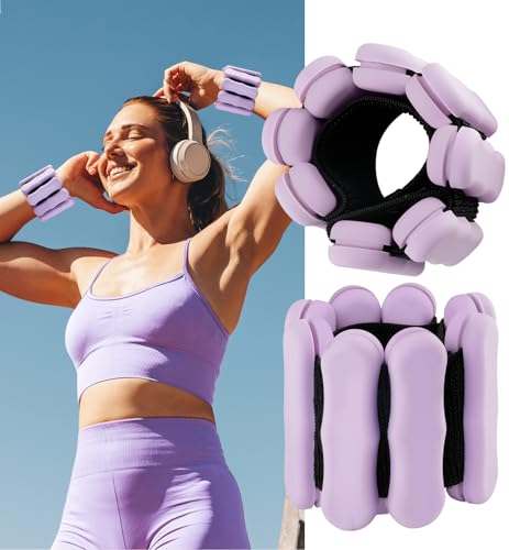 Ankle and Wrist Weights for Women & Men, Adjustable Arm & Leg Weights Set of 2 (1 lb/2 lb Each) Soft Silicone Weighted Bands Weighted Bracelet for Pilates Yoga Dance Walking Running Swimming Water Pool Home Gym Fitness Workout Jogging Gymnastics Aerobics