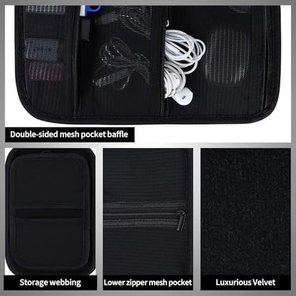 Electronic Organizer Travel Case for MacBook Power Adapter Chargers Cables Tech Organizer Hard Drive USB Flash Disk SD Card Cord Portable Electronics Accessories Bag - Large