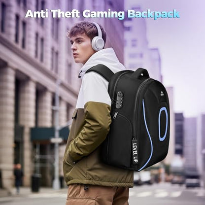 MATEIN 17.3 Inch Gaming Laptop Backpack for Men, TSA Friendly Travel Laptop Backpack with Organizer Pouch, Rain Cover, Padded Laptop Protection, Anti Theft Pocket, Carry On Gaming Bag