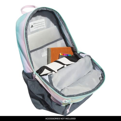 adidas Creator School Backpack for Girls & Boys — Durable Bookbag - color: Gradient Flash Aqua/Onix Grey/White