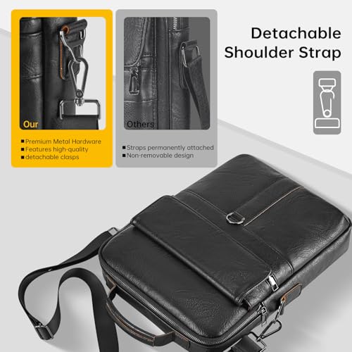 13 Inch Laptop Leather Sleeve for 2026-2022 MacBook Air 13 M5 M4 M3 M2 A3449 A3240 A3113 A2681, 13" MacBook Neo A18, Protective Carrying Bag Shoulder Travel Case with Pockets, Black - color: Black, size: 13 Inch