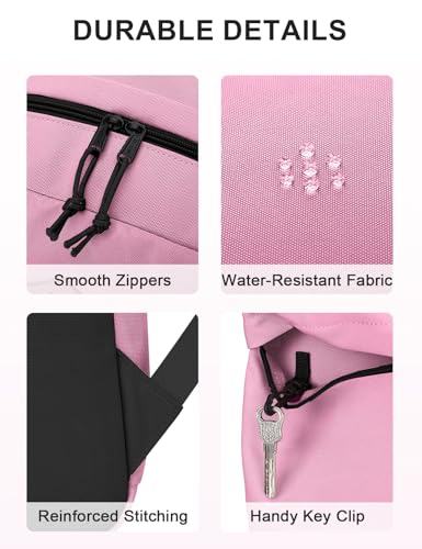 VASCHY School Backpack, Lightweight Water Repellent Backpack Men School Bag Women Children Boy Leisure for Girl School High School Teenagers College Business Travel, Pink, M, Backpacks Handbags - color: Pink