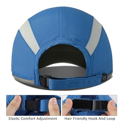 GADIEMKENSD Reflective Folding Outdoor Hat Unstructured Design UPF 50+ Sun Protection Sport Hats for Womens and Mens - color: Blue