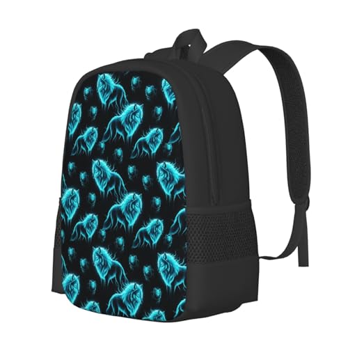 Lightweight Polyester Daypack Cool Cyan Wolf, Anti Theft Large Capacity Travel Hiking Backpack Unisex Carry On Bag for Outdoor Commute Business Use - color: Design (211)