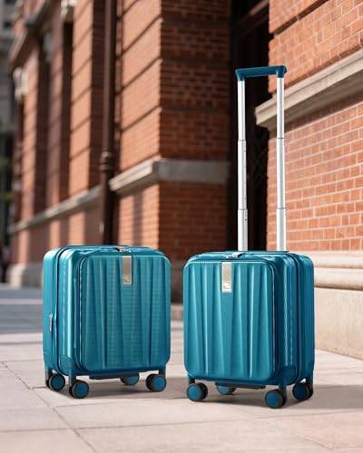Hanke 16 Inch Expandable Under Seat Luggage with Wheels Top Opening Small Suitcase with Wheels Carry On Luggage Airline Approved Lightweight Hard Shell Suitcases for Weekender Overnight-Caribbean Blue - color: Caribbean Blue, size: 16 Inch Expandable