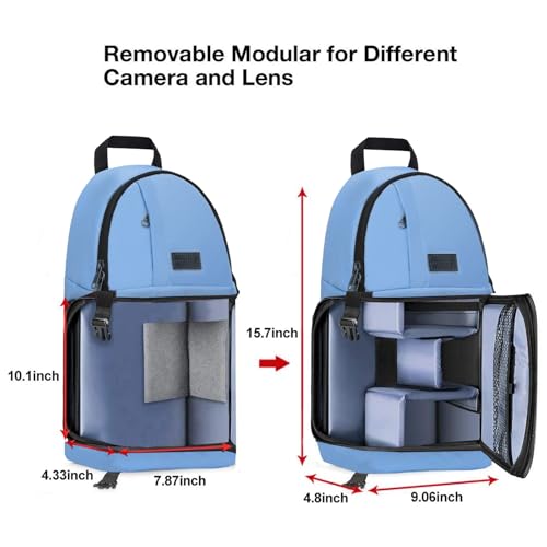 MOSISO Camera Sling Bag, DSLR/SLR/Mirrorless Camera Case Shockproof Photography Camera Backpack with Tripod Holder & Removable Modular Inserts Compatible with Canon/Nikon/Sony/Fuji, Cerulean Blue - color: Cerulean Blue
