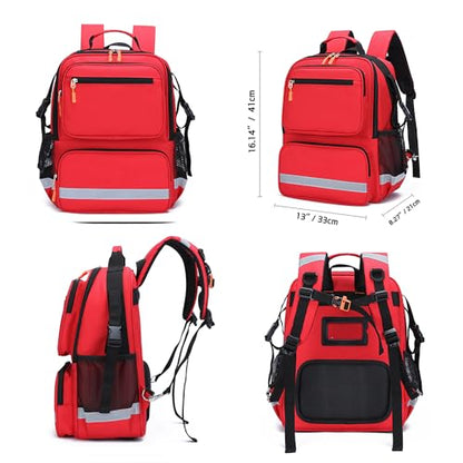 First Responder Bag Trauma Backpack Empty Medical Bag,Medical Emergency Kits Storage for EMT, EMS, Police, Firefighters - color: Red