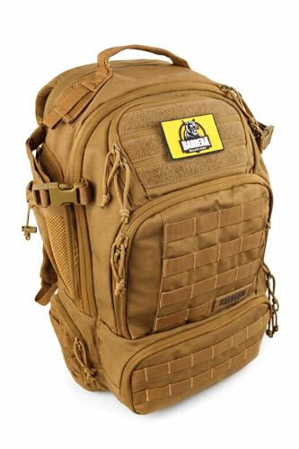 Tactical Backpack 50L, Military MOLLE Backpack, Large Capacity 3 Day Assault Pack, Heavy Duty Water Resistant Rucksack for Hiking, Camping, Travel, Survival, Bug Out Bag (Coyote Brown) - color: Coyote Brown, size: 50 L