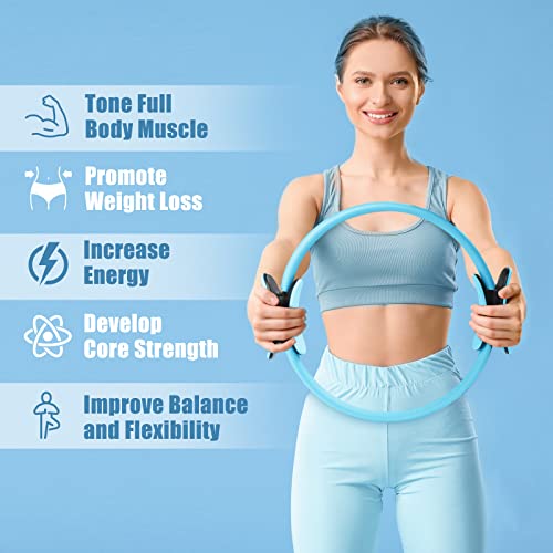 RitFit Pilates Ring Circle - 14 Inch Magic Fitness Circle for Toning Inner & Outer Thighs, Bonus Workout Guide Included - style: Blue