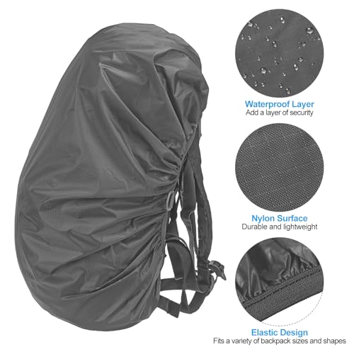PATIKIL Waterproof Backpack Rain Cover with Anti-Slip Cross Buckle Straps & Drawstring Bag for Hiking Camping Traveling - color: Gray, size: X-Large
