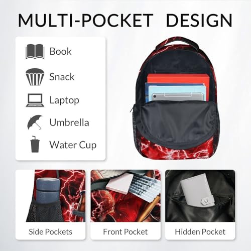 UNIKITTY Baseball Backpack for Boys Kids School Bag - 17 Inch Durable Sports Bookbag for Youth Little Boys Elementary Middle School Students - color: Red
