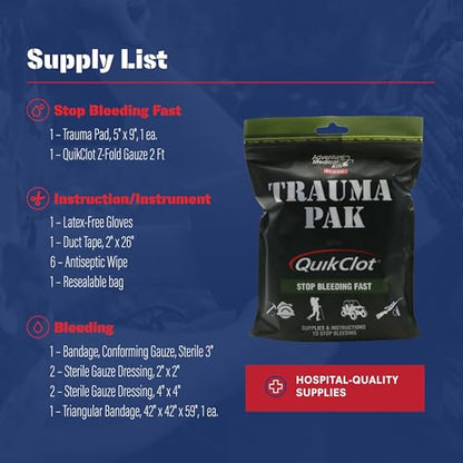 Adventure Medical Kits Trauma Pak First Aid Kit with QuikClot Sponge, black, one size (2064-0292)
