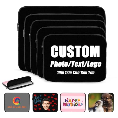 Personalized Laptop Sleeves Bags Compatible Notebook Tablet 10 12 13 15 17 Inch, Men's Women's Birthday Gifts Notebook Case Customize with Your Own Design, Black, 13" - color: Black, size: 13"