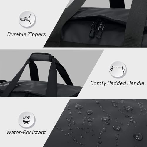 MIER Gym Bag for Men Large Duffel Backpack with Shoe Compartment, 60L Convertible Duffle Bags Weekender Overnight Bag for Gym Sports Travel, Black - color: Black
