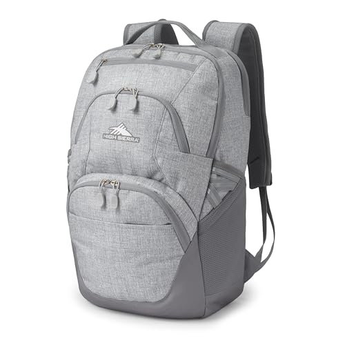 High Sierra Swoop SG Backpack, Travel or Work Laptop Bookbag with Drop Protection Pocket, and Tablet Sleeve, One Size, Silver Heather - color: Silver Heather