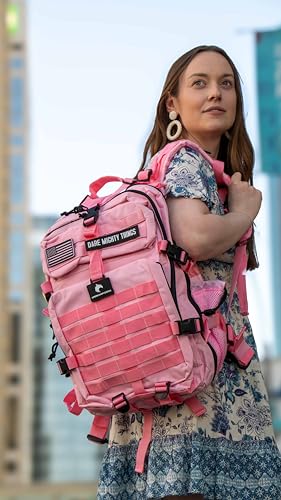 AMERICANPHOENIX 45L Elite Tactical Backpack | 3X Stronger Work & Military Backpack | Water Resistant and Heavy Duty | 3 Day MOLLE Bug Out Bag (Rose Pink) - color: Rose Pink