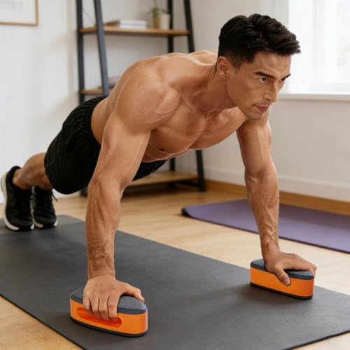 Push Up Bars Handles - Non Slip Push Up Handles, Foam Grip Support Pads, Elevated Push-Up Stand Bars | Upper Body Strength Training for Home Gym Floor Exercise Equipment Indoor Sports Women Men