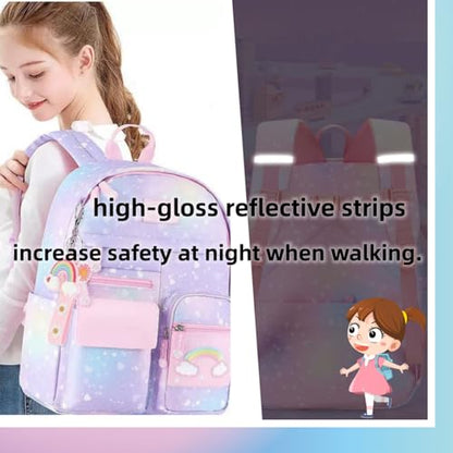 Girls Backpack, School Backpacks Rainbow Student Backpa,Kawaii Kids Backpack,Book Bag for Elementary Primary School - color: Blue
