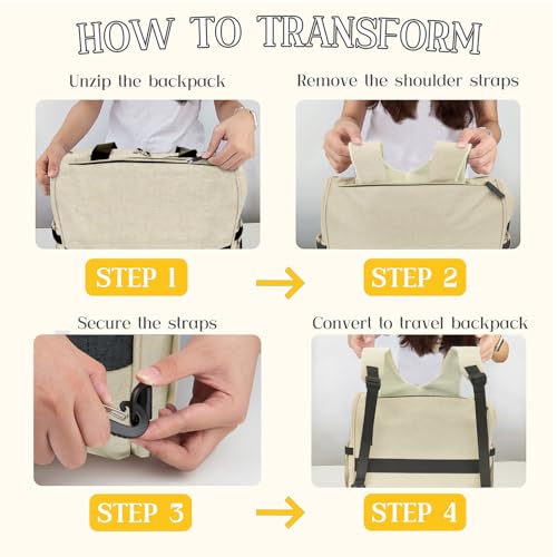 Diaper Bag Backpack Mommy Bag Large Capacity Diaper Backpack Travel Essential Baby Diaper Bag for Mom and Dad, Beige - color: Beige