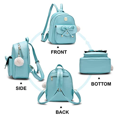 ZGWJ Mini Backpack Purse for Women - 3-Piece Set, Small PU Leather Bowknot Fashion Backpacks, Cute Casual Travel Daypacks - color: Green-3pcs