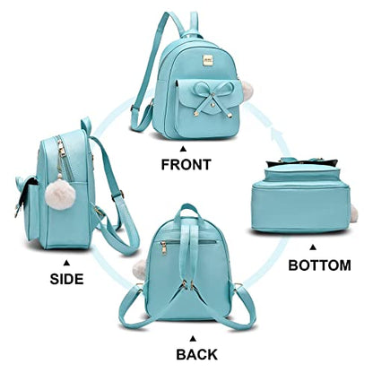 ZGWJ Mini Backpack Purse for Women - 3-Piece Set, Small PU Leather Bowknot Fashion Backpacks, Cute Casual Travel Daypacks - color: Green-3pcs