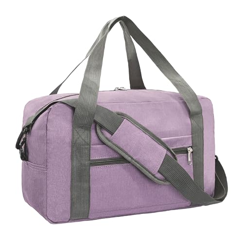 15 Inch Small Carry On Bags for Airplanes Spirit Airlines Personal Item Bag Underseat Foldable Travel Duffle Gym Bags for Women Men(20L,Purple) - color: Purple, size: 20L