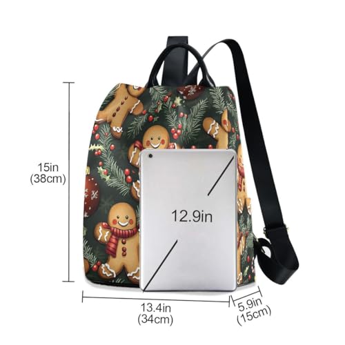 ALAZA Gingerbread Man Christmas Ball Pattern Trips Hiking Camping Rucksack Pack for Women - color: Multicolor 7