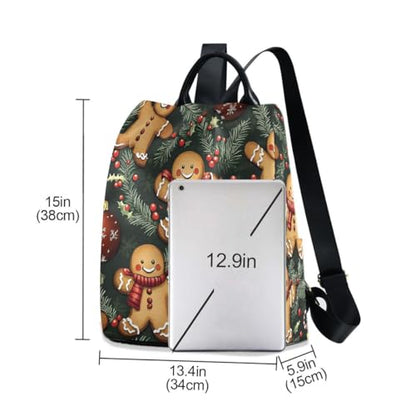 ALAZA Gingerbread Man Christmas Ball Pattern Trips Hiking Camping Rucksack Pack for Women - color: Multicolor 7