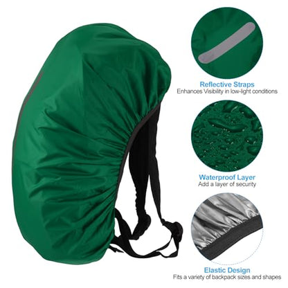 PATIKIL Waterproof Backpack Rain Cover, Non-Slip Backpack Cover with Vertical Reflective Strap Stay Dry for Hiking, Camping, Hunting - color: Dark Green, size: Large