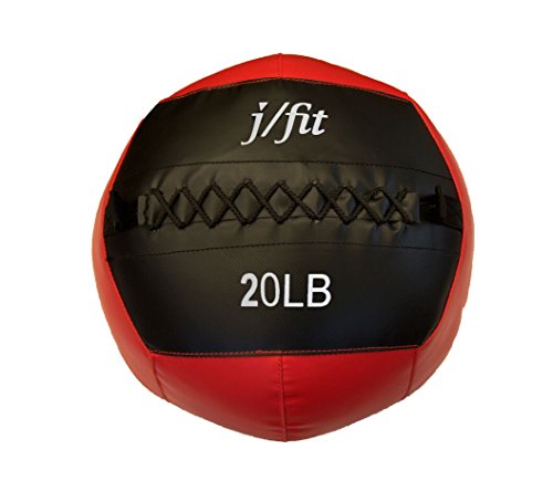 JFit Wall Ball – Premium Soft Weighted Exercise Ball for Strength, Conditioning, Gym & Home Workouts, 4-30 LB - color: Red/Black, style: 20 LB